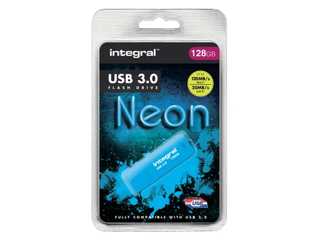 USB stick 3.0 Integral Neon USB-A 128GB blauw
