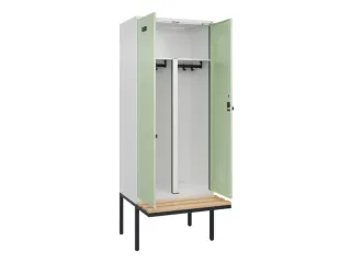 PBM-locker met bank,HxBxD 2120x800x815mm,2vak,vak B 400mm,draaigrendel - 1