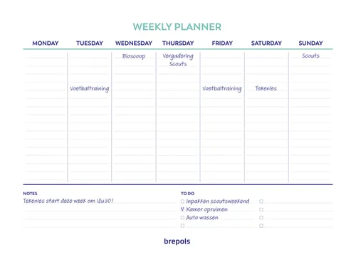 Planner Brepols Weekly planner A4 7d/1p Assorti