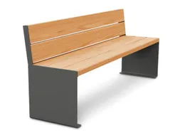 zitbank B 1800mm 3latten zitting licht eikenhout H 450mm staal grijs