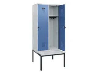 locker met bank,HxBxD 1950x800x815mm,2vak,vak B 400mm,draaigrendel - 1