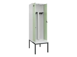 PBM-locker met bank,HxBxD 2120x600x815mm,2vak,vak B 300mm,draaigrendel - 1