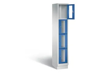 Lockerkast 1800x320x500mm 1x4 vakken Cilinderslot, Sokkel, RAL5010 - 1