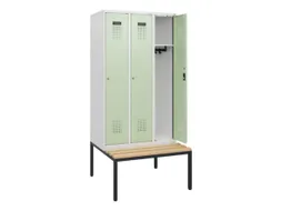 locker met bank,HxBxD 1950x900x815mm,3vak,vak B 300mm,cilinderslot
