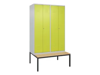 PBM-locker met bank,HxBxD 2120x1200x815mm,4vak,vak B 300mm,cil.-slot - 1