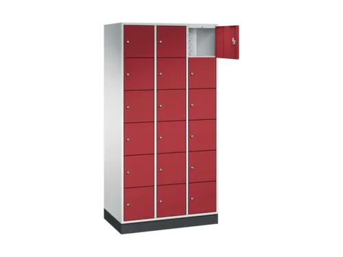 lockerkast,RAL 7035/RAL 3003,HxBxD 1950x920x500mm,3x6vakken,cil.-slot