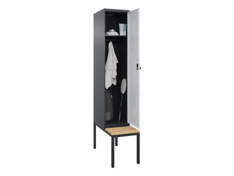 locker met bank,HxBxD 2120x400x815mm,1vak,vak B 400mm,draaigrendel
