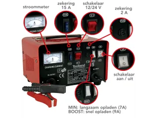 Lader Voor 12/24 V Lood-Zuurbatterijen - Met Boostfunctie - 9 A - 8