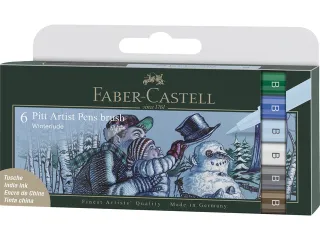 Tekenstift Faber-Castell Pitt Artist Pen Brush etui 6 stuks Winter - 1