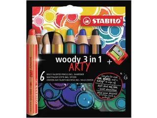 Kleurpotloden STABILO 880 woody 3 in 1 Arty incl puntenslijper ass 6st - 1