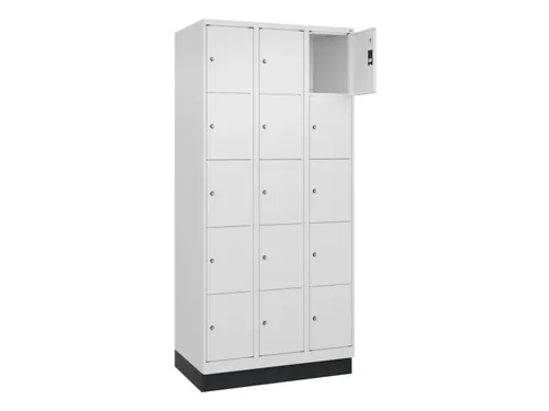 lockerkast,HxBxD 1950x900x500mm,3x5vakken,vak B 300mm,cil.-slot,sokkel