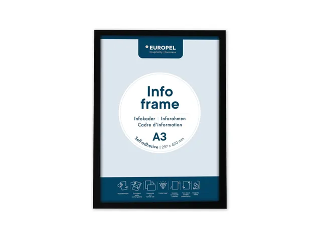 Infokader Europel zelfklevend A3 zwart