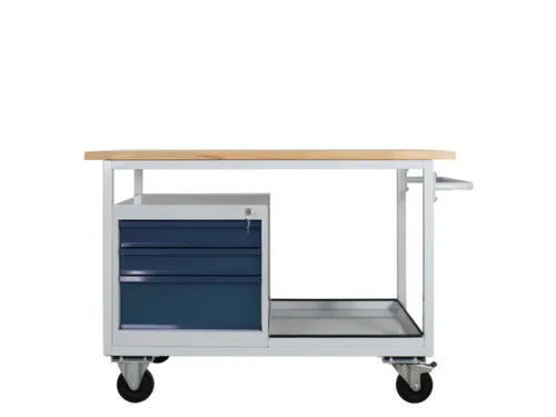 werkbank,verrijdbaar,HxBxD 850x1300x600mm,beukblad,draagverm. 300kg