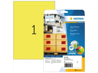 HERMA 5148 Gekleurde etiketten A4 210x297mm Neon Geel 20 stuks - 1