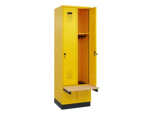 locker met bank,HxBxD 1950x600x815mm,2vak,vak B 300mm,draaigrendel