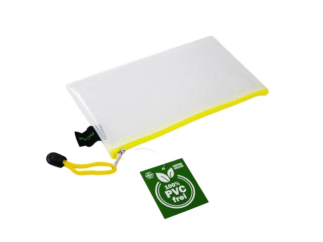 etui DIN PVC-vrij transparant neon geel met ritssluiting