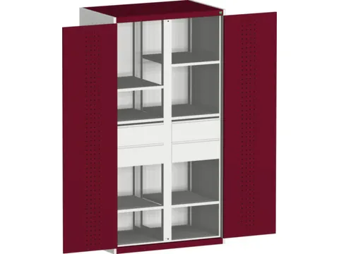 kast met geperforeerde platen,HxBxD 2000x1300x650mm,4xStalen bodem