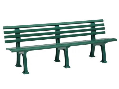 Kunststofbank 740x2000x380mm Zit H 440mm 9 Latten 3 Pootstellen Groen