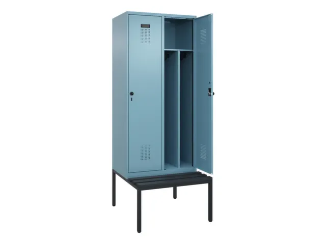 locker met bank,voor scheiding van kleding,HxBxD 2120x800x815mm,2vak
