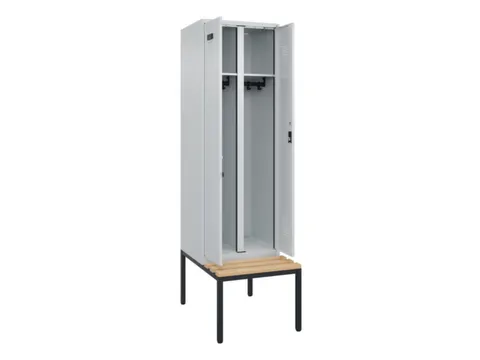 locker met bank,voor scheiding van kleding,HxBxD 2120x600x815mm,2vak