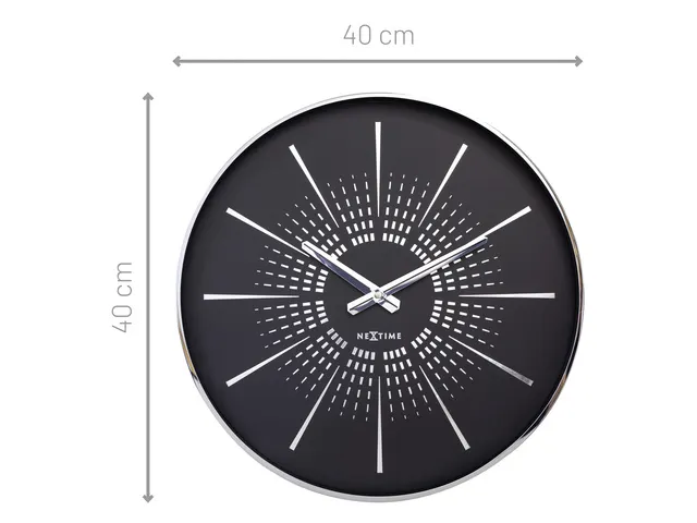 Stille wandklok - 40cm- Zwart - Metaal -NeXtime "Excentric"