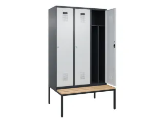 locker met bank,voor scheiding van kleding,HxBxD 2120x1200x815mm,3vak - 1