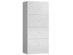 Lockerkast 1800x800x500mm 2x4 vakken cilinderslot, sokkel, RAL7035
