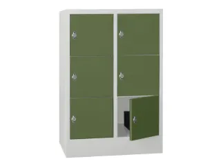 lockerkast,HxBxD 1187x800x500mm,2x3vakken,RAL7035,front RAL6011 - 2