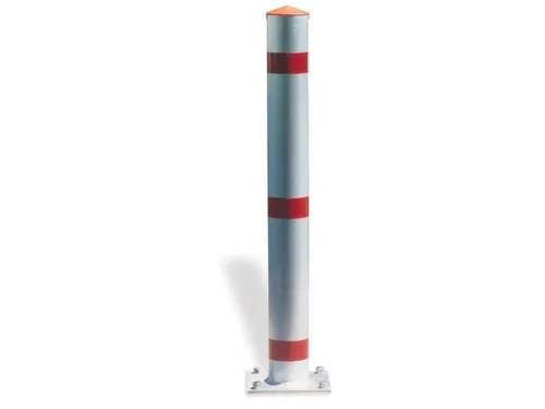 Afzetpaal Ronde Buis Ø 76Mm Vast Bodemplaat Spitse Kop Wit/rood