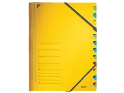 Sorteermap Leitz 3912 A4 12 vaks karton geel