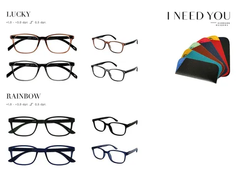 Leesbril I Need You Lucky/Rainbow assorti doos à 32 brillen en hoesje