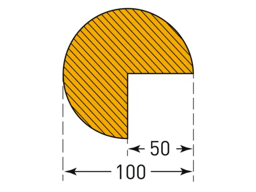 hoekbescherming,cirkel,LxØ 1000x100mm,EVAC-schuim,geel/zwart