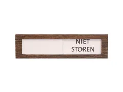 Premium Schuifbord Donker Houtlook Wit Niet Storen 150x40mm
