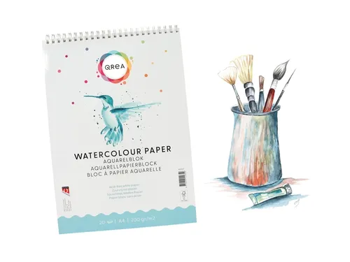 Aquarelblok Qrea A4 20 vel 200gr spiraal