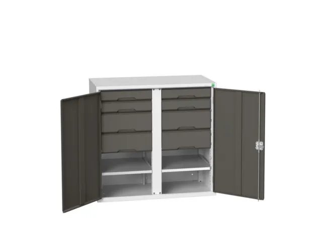 universele kast,HxBxD 1000x1050x550mm,2xStalen bodem,8lade(n)