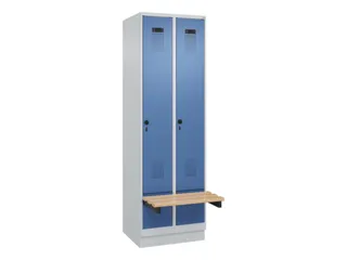locker met bank,HxBxD 1950x600x815mm,2vak,vak B 300mm,draaigrendel - 2