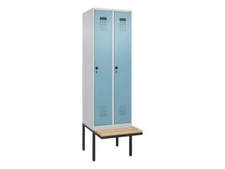 locker met bank,voor scheiding van kleding,HxBxD 2120x600x815mm,2vak - 2
