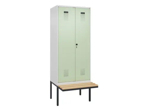 PBM-locker met bank,HxBxD 2120x800x815mm,2vak,vak B 400mm,draaigrendel