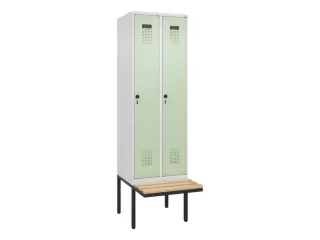 locker met bank,HxBxD 2120x600x815mm,2vak,vak B 300mm,draaigrendel - 3