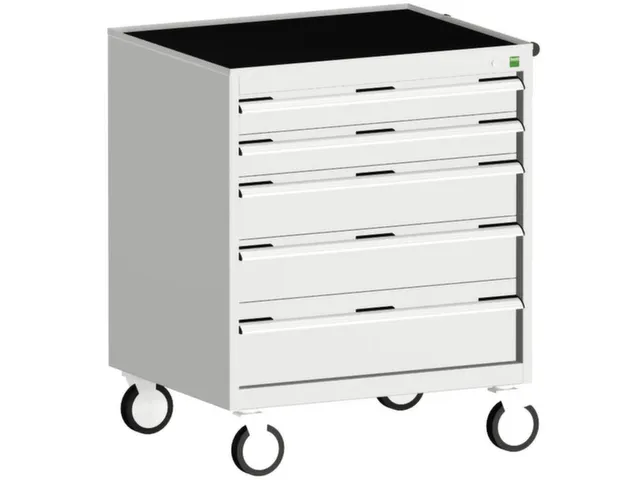 ladekast verrijdbaar 980x800x650mm 5laden RAL7035 front RAL7035