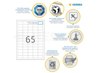 HERMA 5027 Premium etiketten A4 38,1x21,2mm Wit 1625 stuks - 3