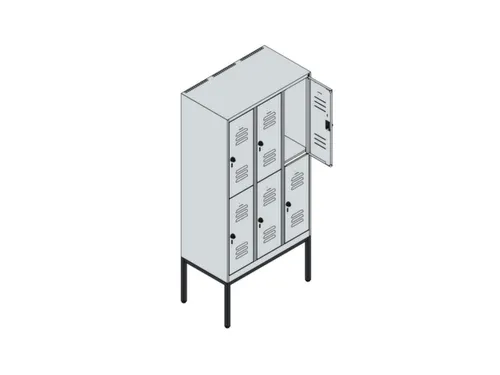 dubbeldekse locker,HxBxD 1950x900x500mm,3x2vak.,vak B 300mm,cil.-slot