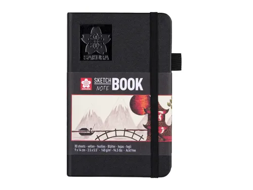 Schetsboek Sakura 80 witte vellen 140gr 90x140mm zwart
