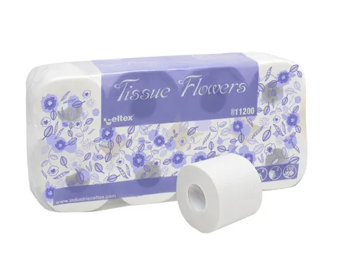 Toiletpapier Celtex Tissue Flowers 3-laags wit 250 vel 72 rol (9x8)