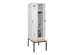 locker met bank,HxBxD 2120x600x815mm,2vak,vak B 300mm,draaigrendel
