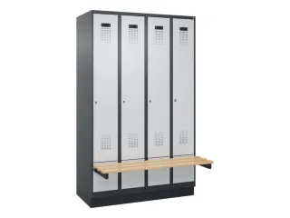 locker met bank,HxBxD 1950x1200x815mm,4vak,vak B 300mm,cilinderslot - 2
