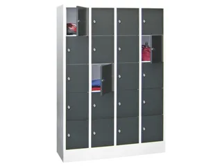 lockerkast,HxBxD 1850x1200x500mm,4x5vakken,RAL7035,front RAL7016 - 1