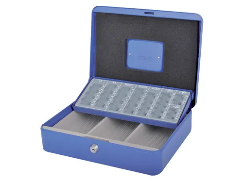 Geldkist Pavo met muntsorteerbak 300x240x90mm blauw