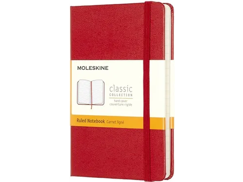 Notitieboek Moleskine pocket 90x140mm lijn hard cover scarlet red