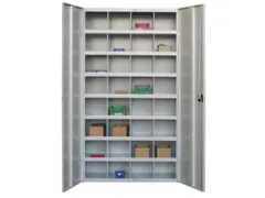 Materiaalkast Staal 1800x1000x530mm 32vakken Ral7035 Front Ral3000